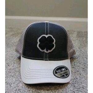 New Live Lucky Black Clover Hat Black White Gray Snap Back Hard Bill Two Tone